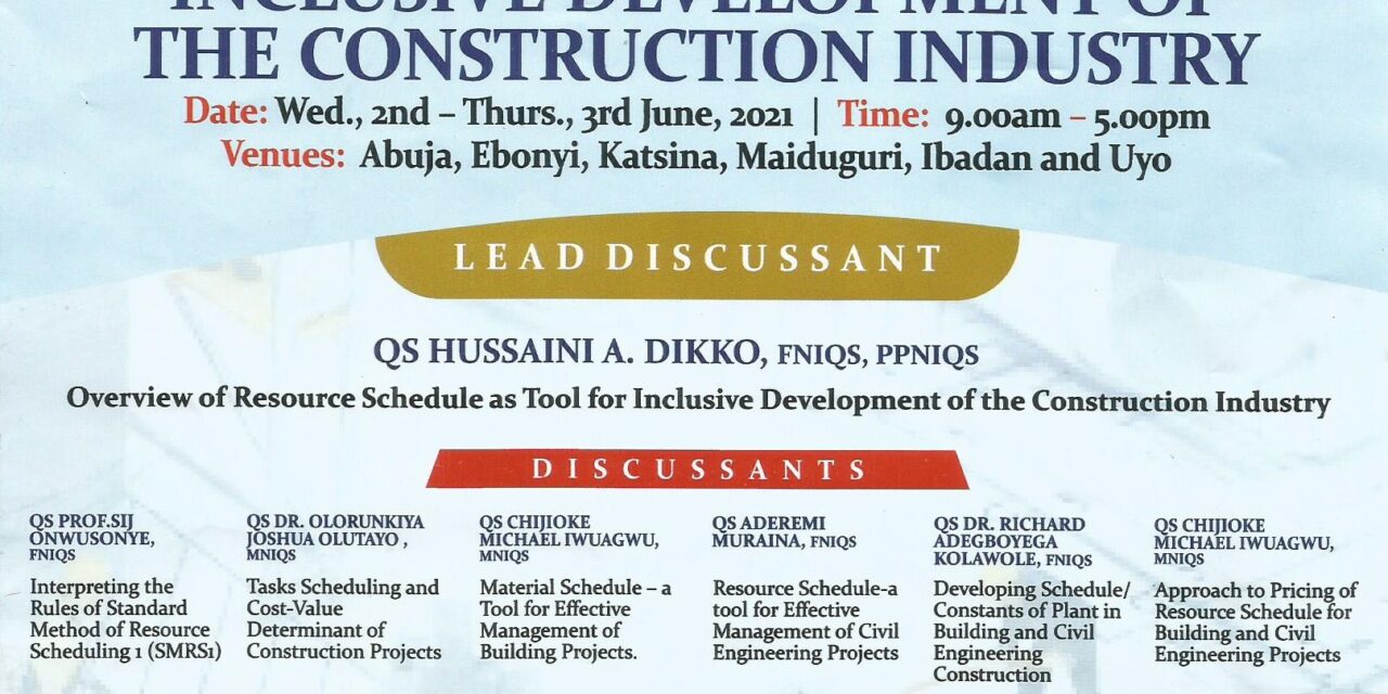 ZONAL WORKSHOP: Importance Of Resources Schedule for Inclusive Development of the Construction Industry
